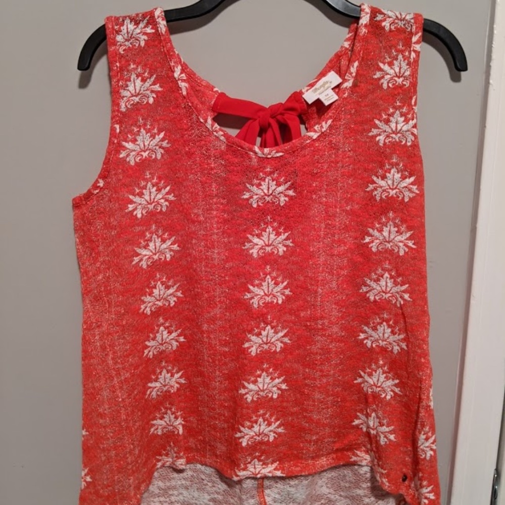 Women's Red Wrangler High/Low Tank Top With Tie